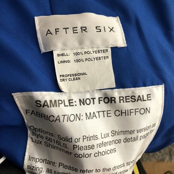 After Six Bright Blue Strapless Chiffon Dress XL Evening Gown Prom Homecoming - Picture 12 of 12